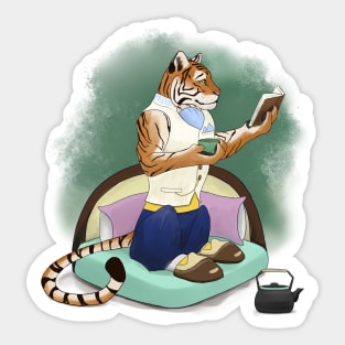 A Tiger's Teatime Sticker